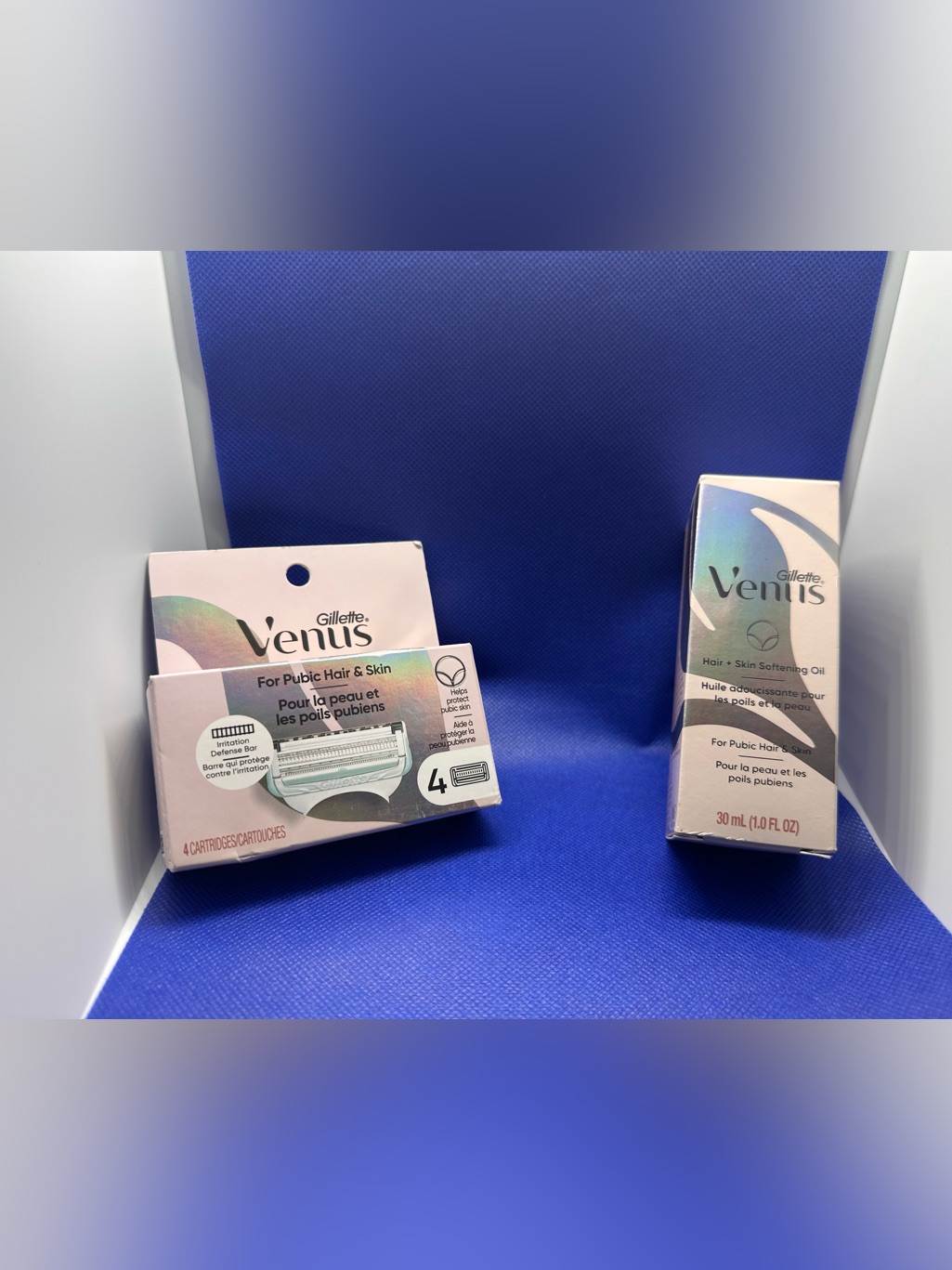 Gillette Venus 4 Intimate Razor Blade Refills  Hair  Skin Softening Oil Bundle